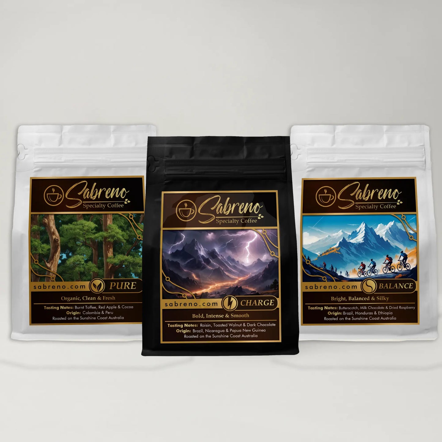 Sample Pack 3x 250g Charge, Balance & Pure Blends SABRENO